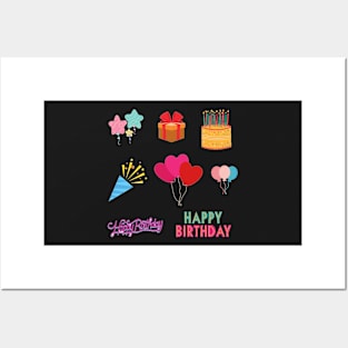 Happy Birthday Stickers Collection Posters and Art